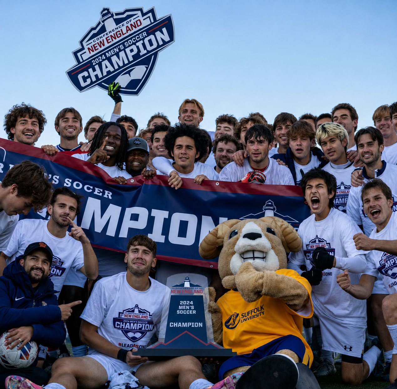 Group champion photo with mascot